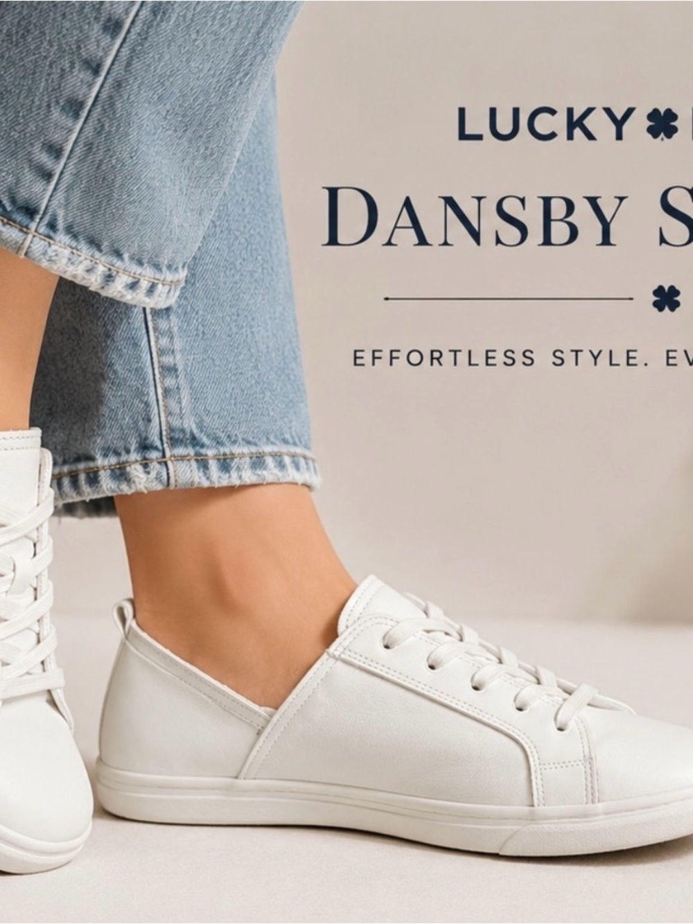 Lucky Brand Dansby White Low-Top Lace-Up Sneakers Size 8.5